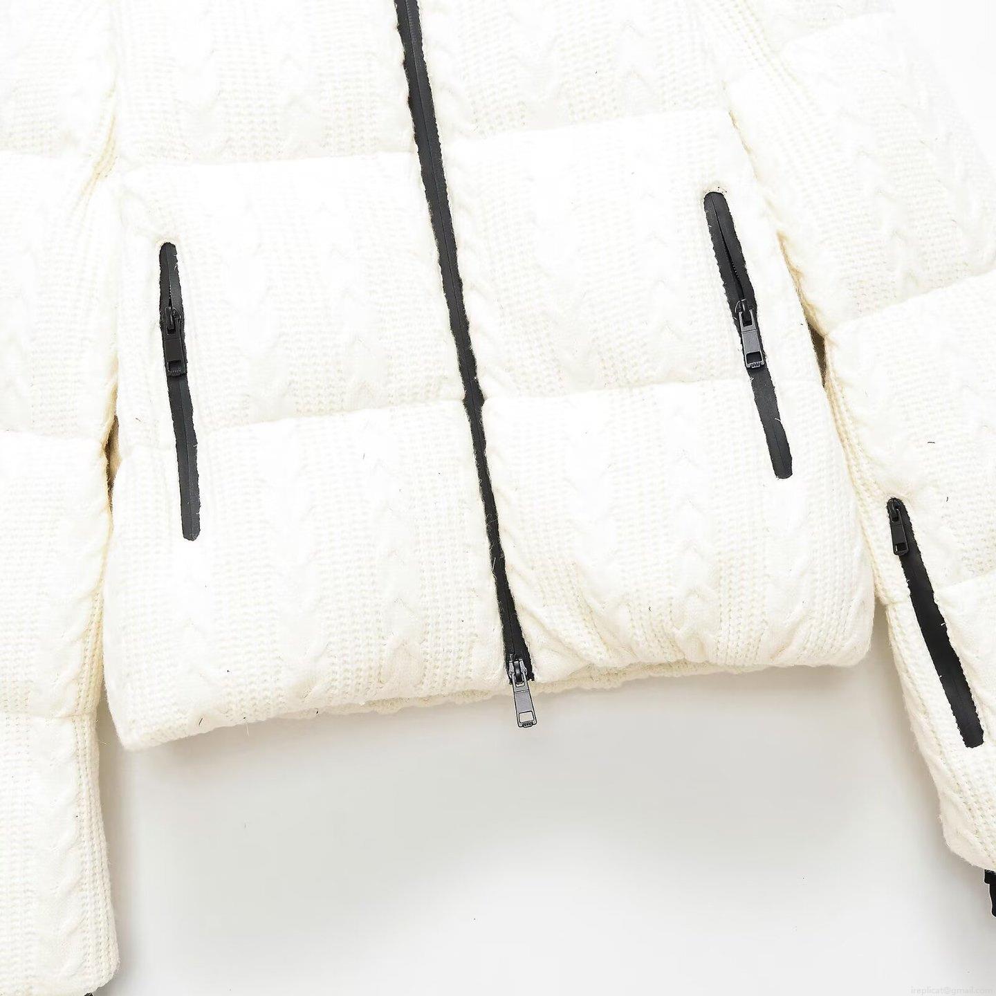 Women's Casual Puffer Jacket Thick Warm Polyester Padded Coat With Cable Knit Texture High Stand Collar Windproof Ski Wear For Winter Women White Black Zipper