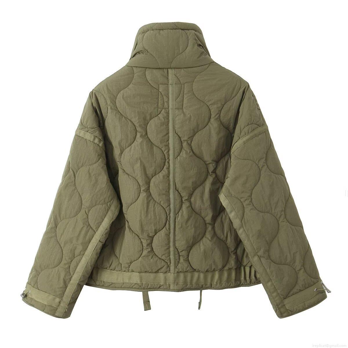 Women's Loose Quilted Padded Jacket Casual Stand Collar Windproof Cotton Coat With Drawstring Hem Autumn Winter Outerwear