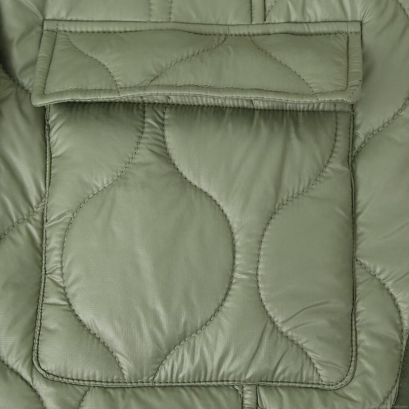 Women's Quilted Jacket 100% Polyester Long Sleeve Wave Quilted Round Neck Single Breasted Coat Loose Casual Mid-length Warm Outerwear For Winter Daily Lightweight Padded Jacket