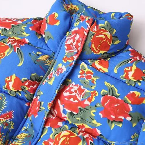 Women's Retro Chinese Ethnic Floral Print Padded Jacket Warm Quilted Cotton Coat With Stand Collar Loose Fit Long Sleeve Zipper Outwear For Winter