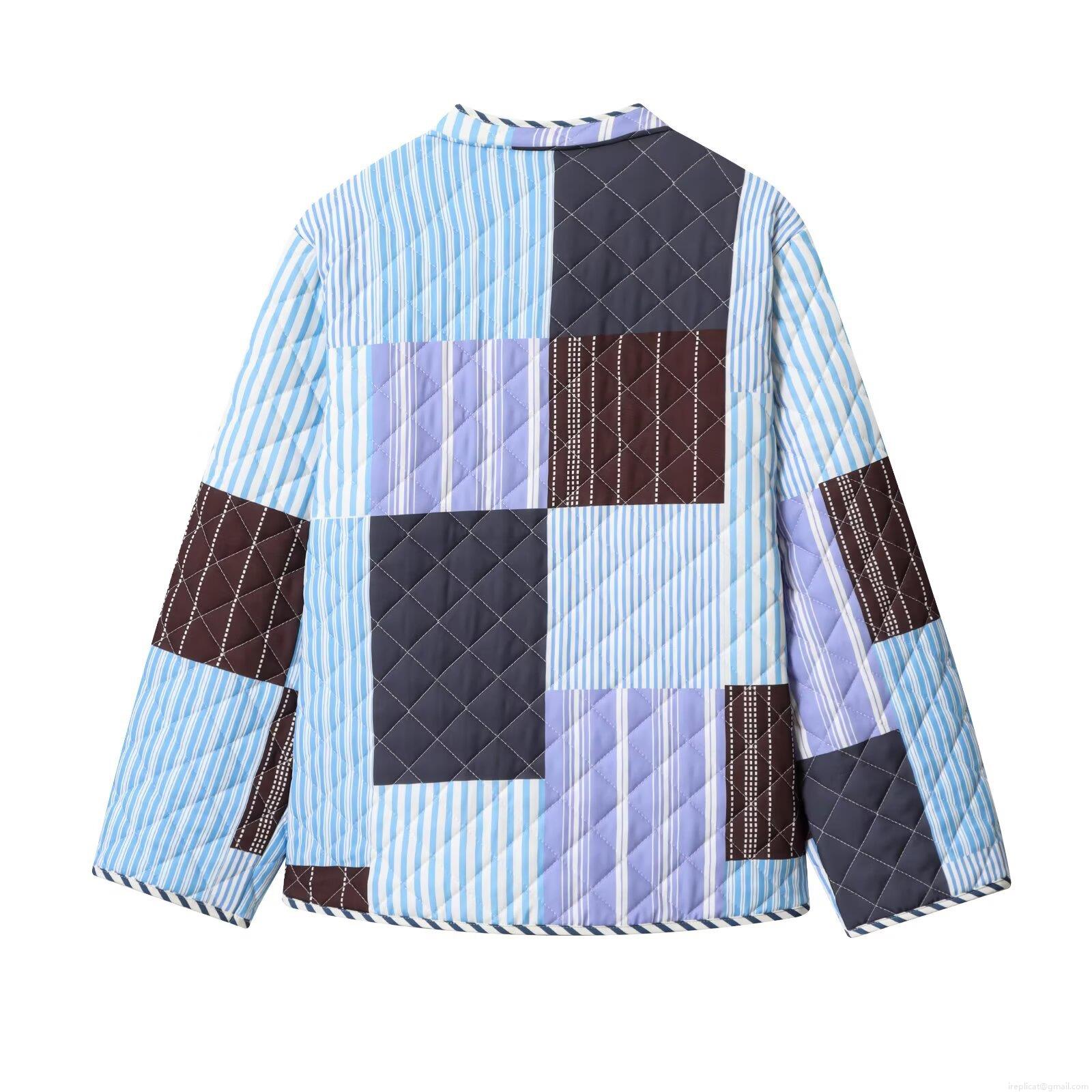 Women's Quilted Jacket Patchwork Print Cotton Padded Coat Casual Lightweight Warm Bohemian Vintage Outerwear Flower Stripe Geometric Pattern For Women