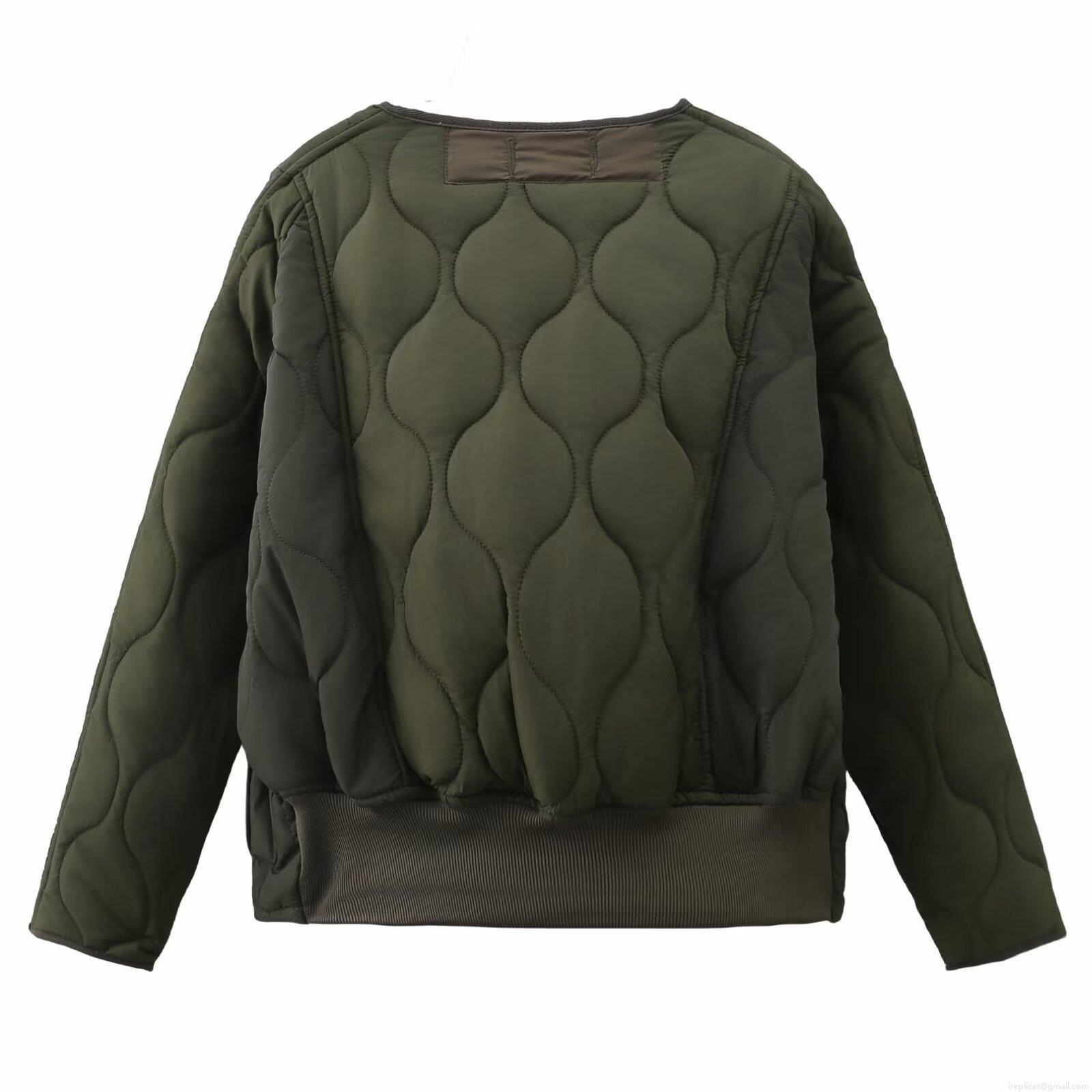 Women's Casual Quilted Jacket Polyester Spandex Color Block Wave Pattern Padded Coat Round Neck Single Breasted Warm Outerwear For Women Daily Wear