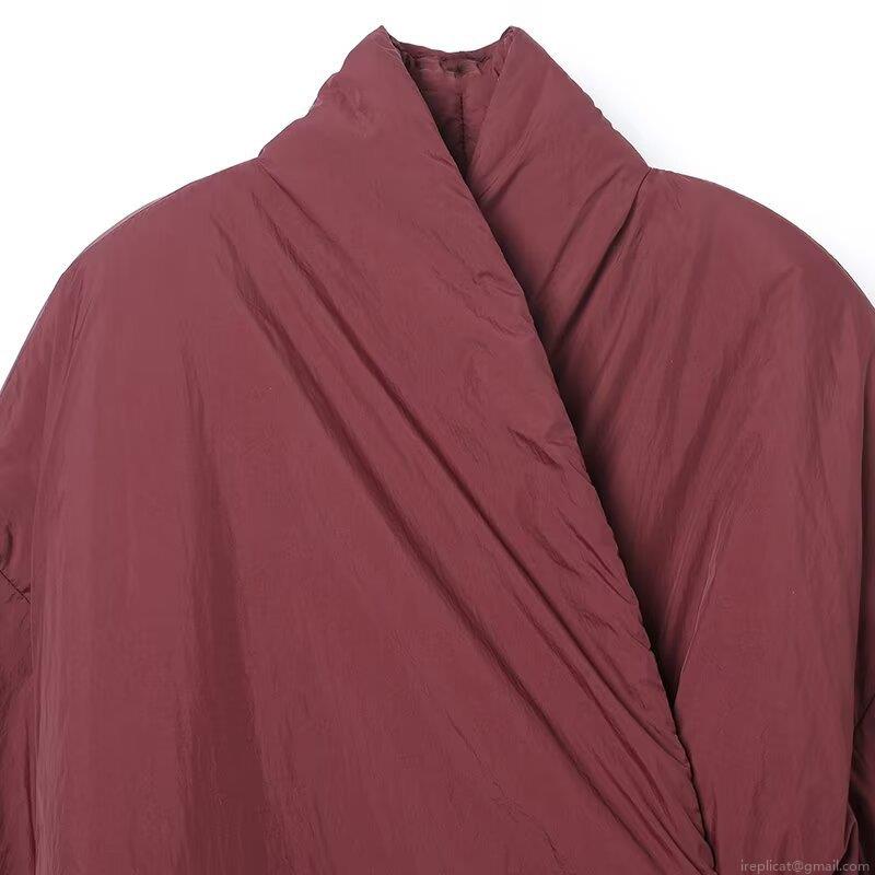 Women's Kimono Style Puffer Jacket Casual Wrap Front Tie-up Quilted Padded Outerwear Lightweight Warm Fall Winter Coat For Women Solid Color 100% Polyester