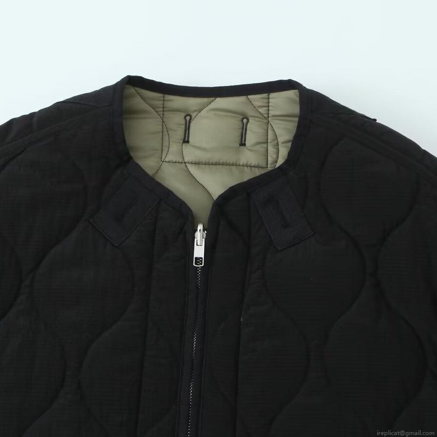 Women's Reversible Quilted Jacket Casual Round Neck Zipper Lightweight Puffer Coat Solid Color Onion Pattern Outerwear For Autumn Winter
