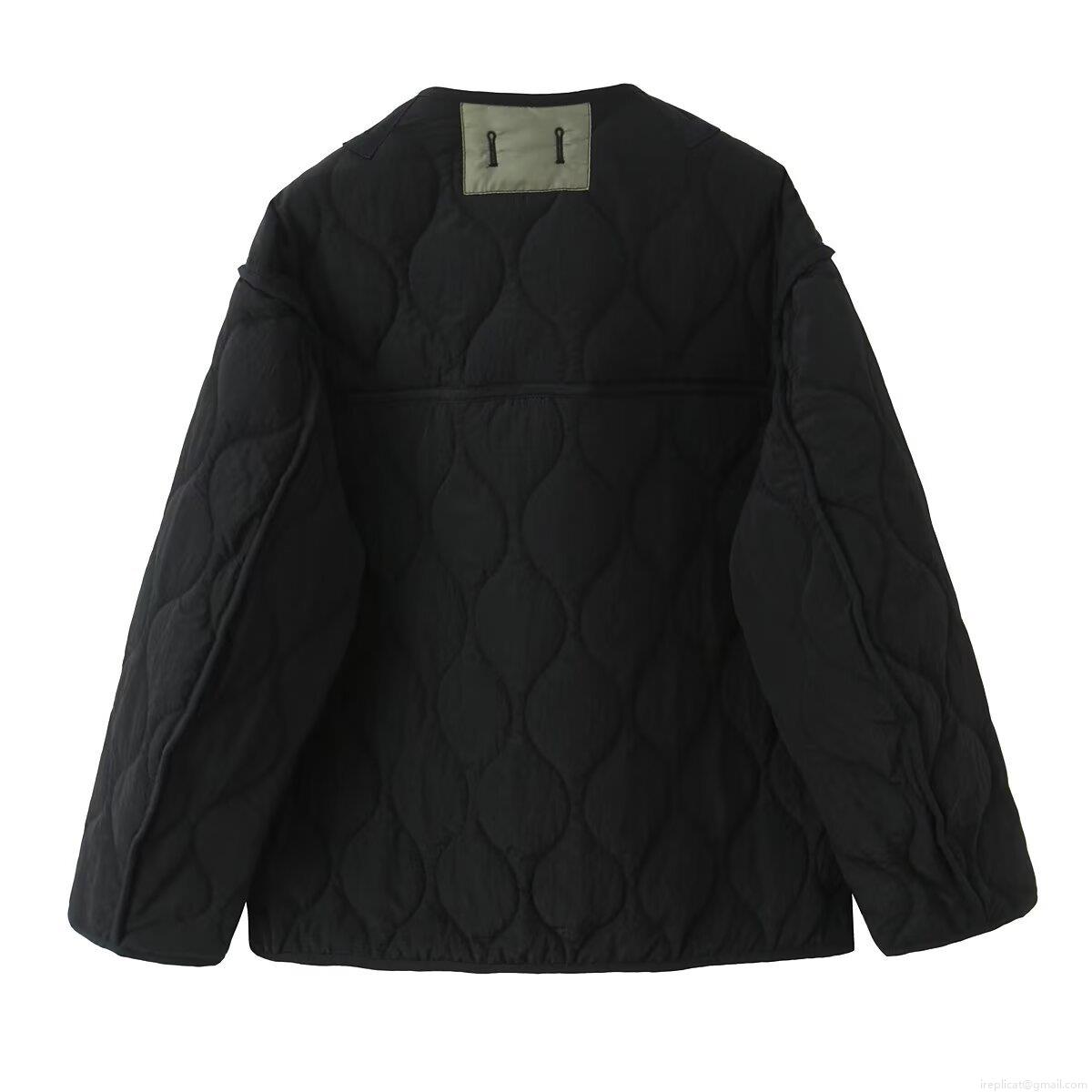 Women's Reversible Quilted Jacket Casual Round Neck Zipper Lightweight Puffer Coat Solid Color Onion Pattern Outerwear For Autumn Winter