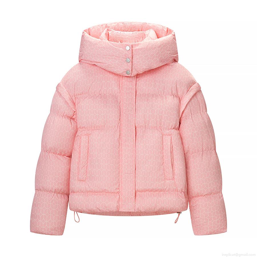 Women's Geometric Print Puffer Jacket Hooded Short Padded Coat Cotton Polyester Thickened Warm Winter Outerwear Casual Streetwear Jacket For Ladies