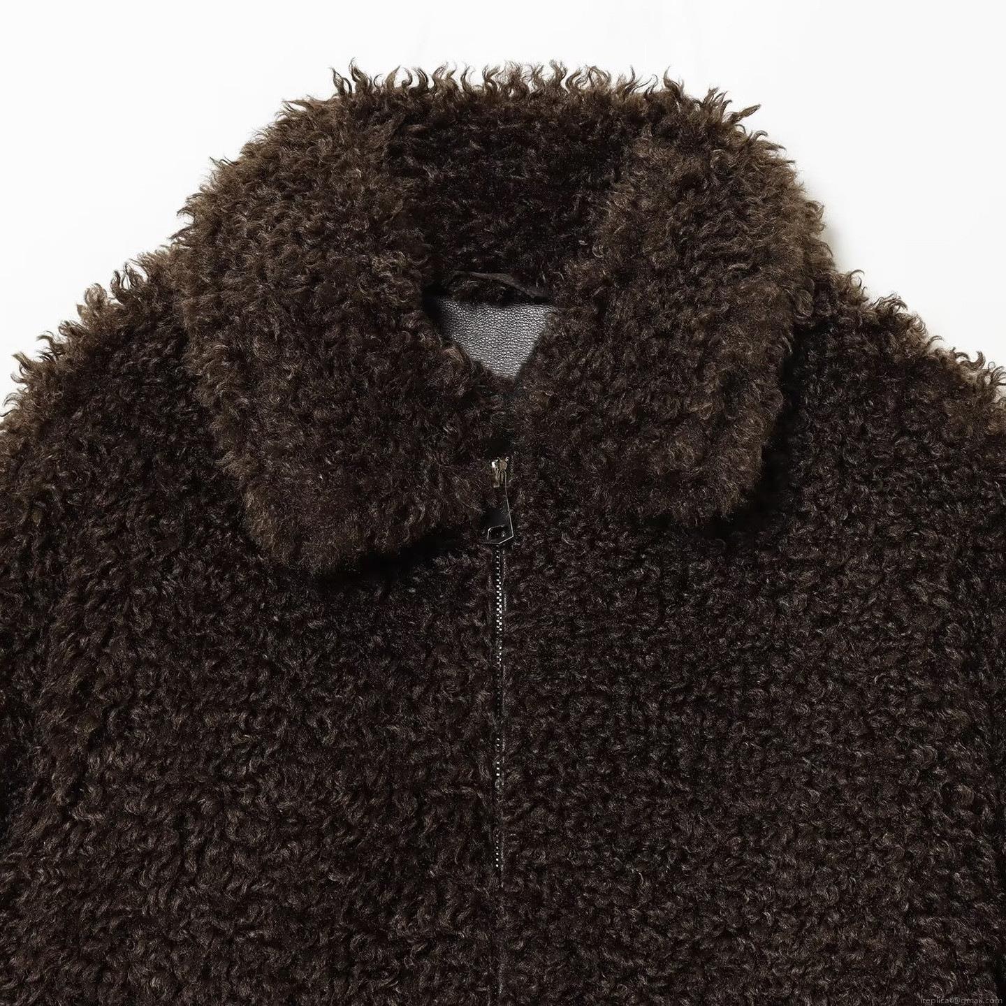 Women's Faux Sherpa Fleece Jacket Warm Fuzzy Coat Full Zipper Cropped Outerwear Casual Loose Fit Lapel Long Sleeve Jacket With Pockets For Winter Fall Ladies