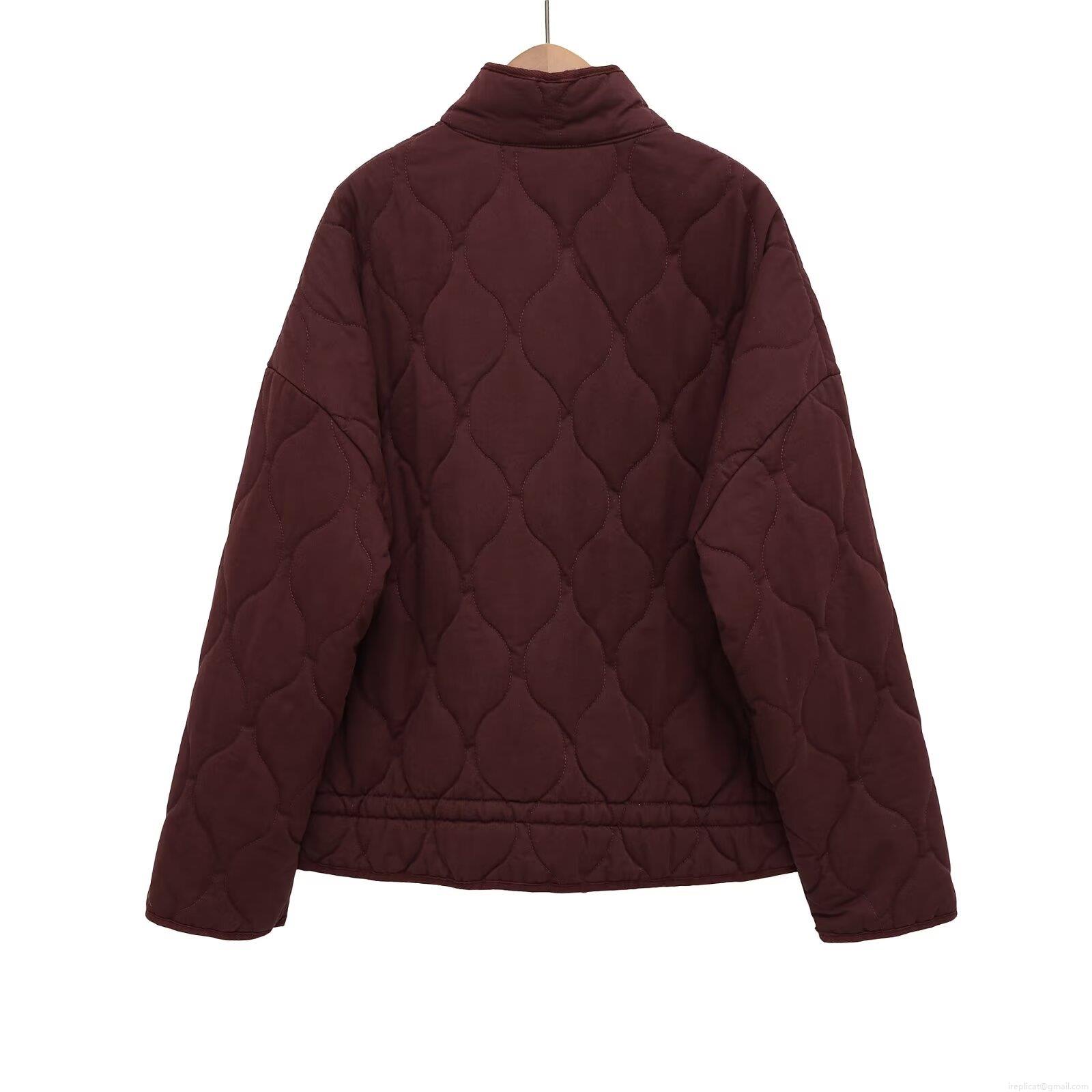 Women's Winter Fashion Quilted Puffer Jacket Solid Color Warm Cotton Padded Coat With Pockets Stand Collar Casual Loose Outerwear For Ladies Daily Wear