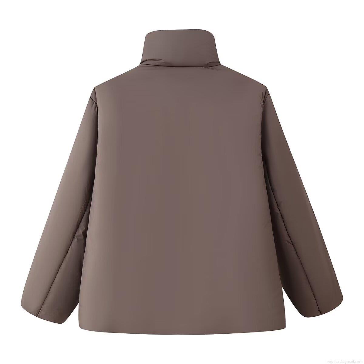 Women Winter Stand Collar Cotton Padded Jacket Casual Warm Thick Outerwear Short Puffer Coat With Pockets Hidden Snap Button For Lady Daily Outdoor