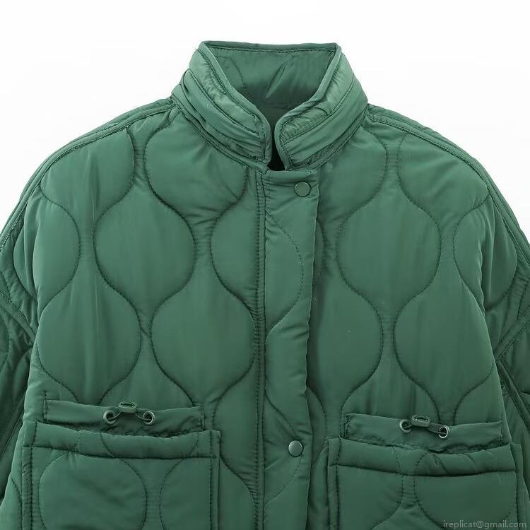 Women's Winter Casual Quilted Hooded Cotton Padded Jacket Loose Fit Warm Solid Color Outerwear With Large Pockets And Drawstring Long Sleeve Windproof Coat