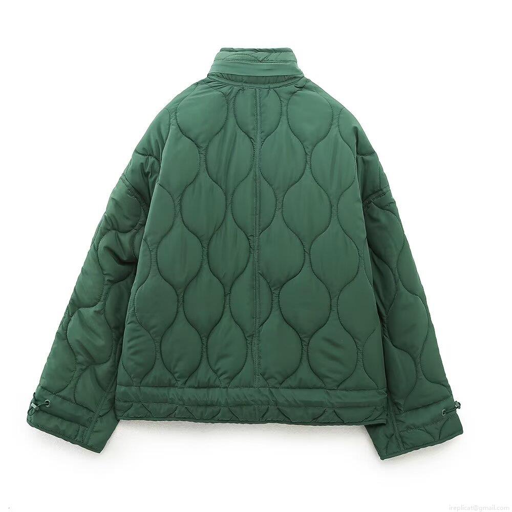 Women's Winter Casual Quilted Hooded Cotton Padded Jacket Loose Fit Warm Solid Color Outerwear With Large Pockets And Drawstring Long Sleeve Windproof Coat