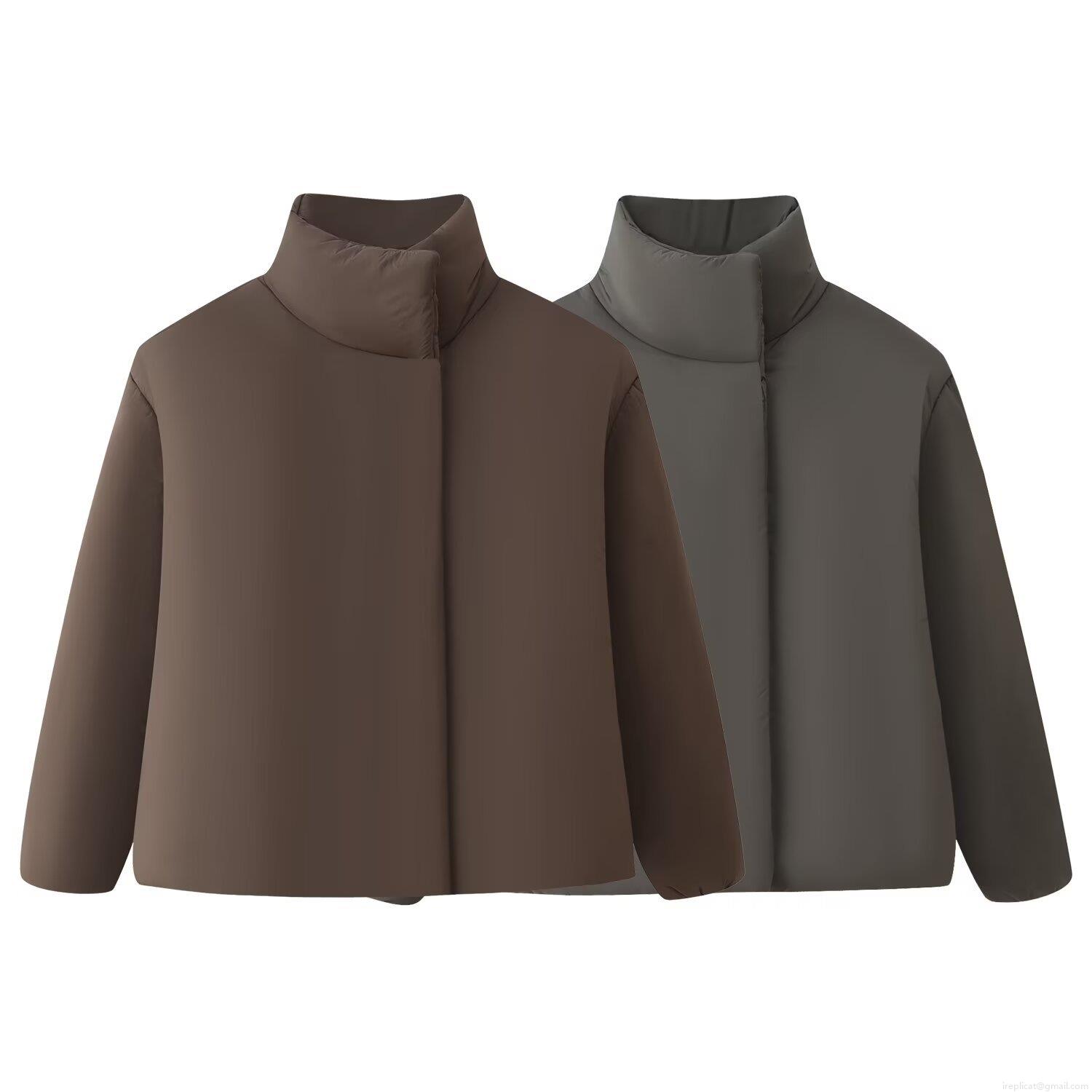 Women's Winter Short Padded Jacket Stand Collar Concealed Button Solid Color Warm Cotton Coat Casual Outerwear For Ladies