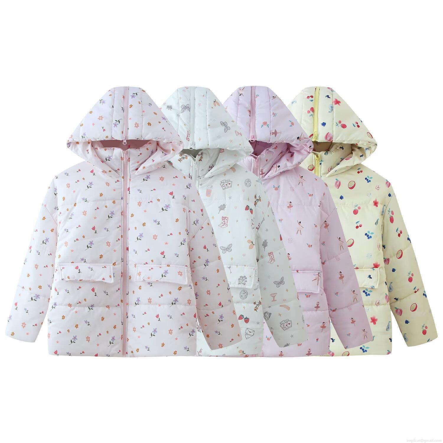 Women's Vintage Floral Printed Hooded Padded Jacket Oversized Cotton Blend Quilted Warm Winter Coat With Full Zip Outwear