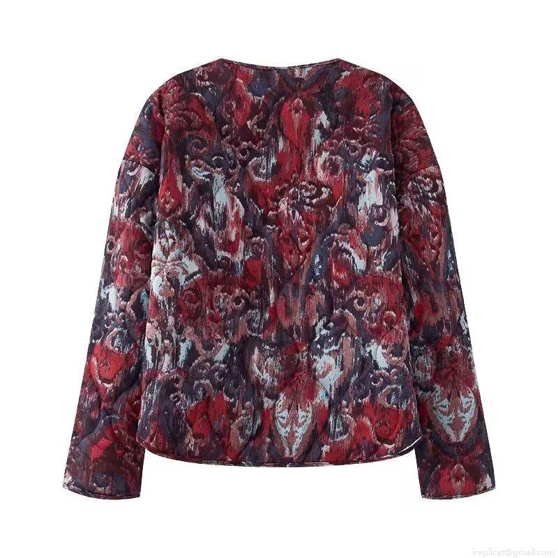 Women's Quilted Puffer Jacket Polyester Cotton Blend Abstract Ethnic Print Warm Coat Round Neck Long Sleeve Outerwear For Autumn Winter Casual Women Clothes