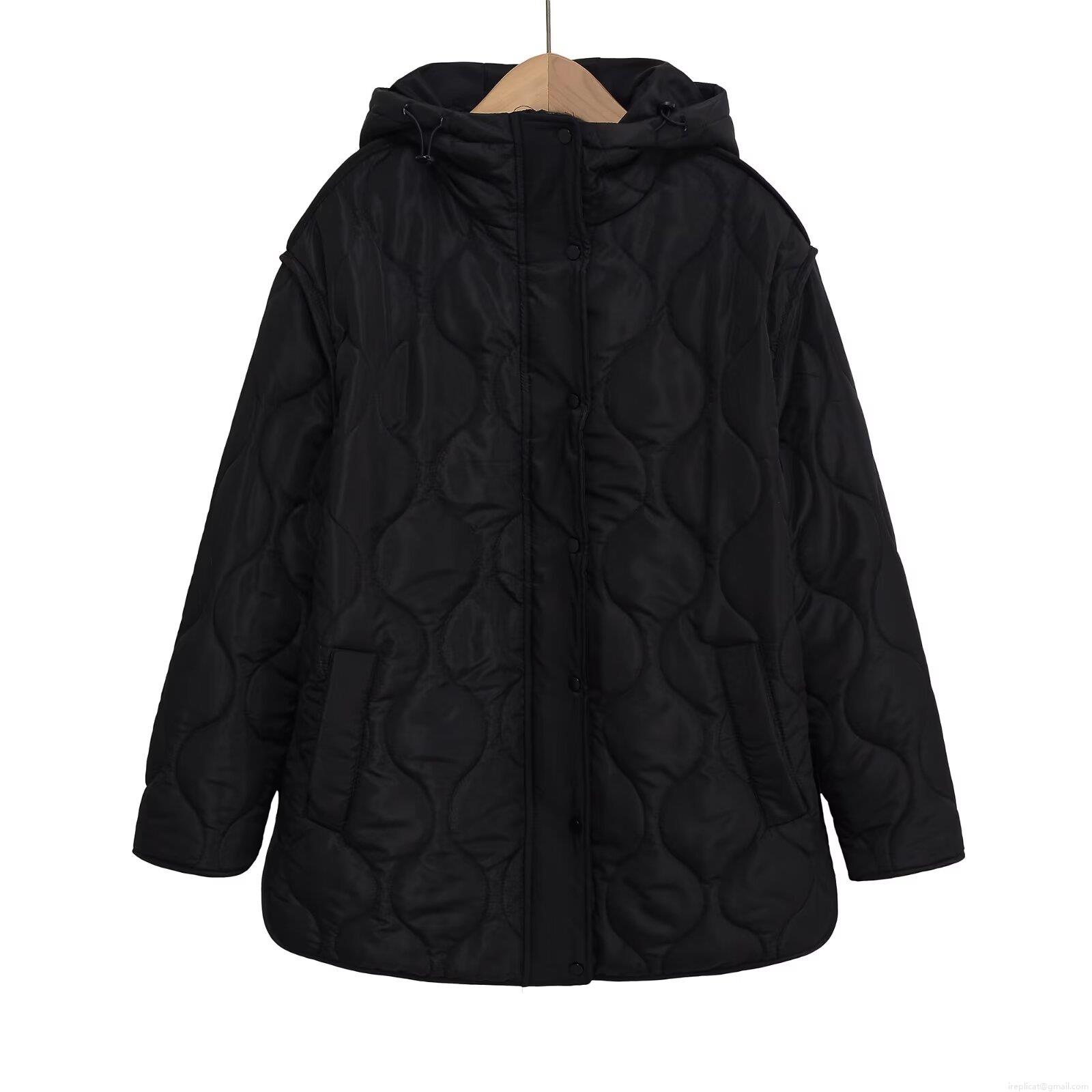 Women's Casual Onion Quilted Padded Jacket Hooded Loose Autumn Winter Long Sleeve Cotton Blend Coat With Metal Snaps Solid Color Outerwear