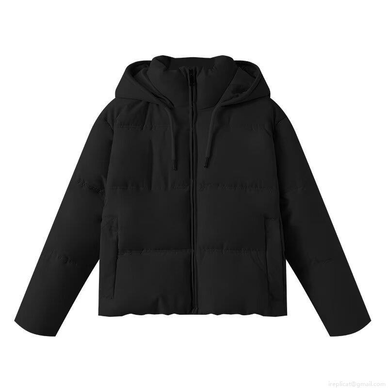 Women's Fashion Hooded Puffer Jacket Casual Warm Quilted Cotton Blend Winter Coat Loose Fit Long Sleeve Outerwear For Women