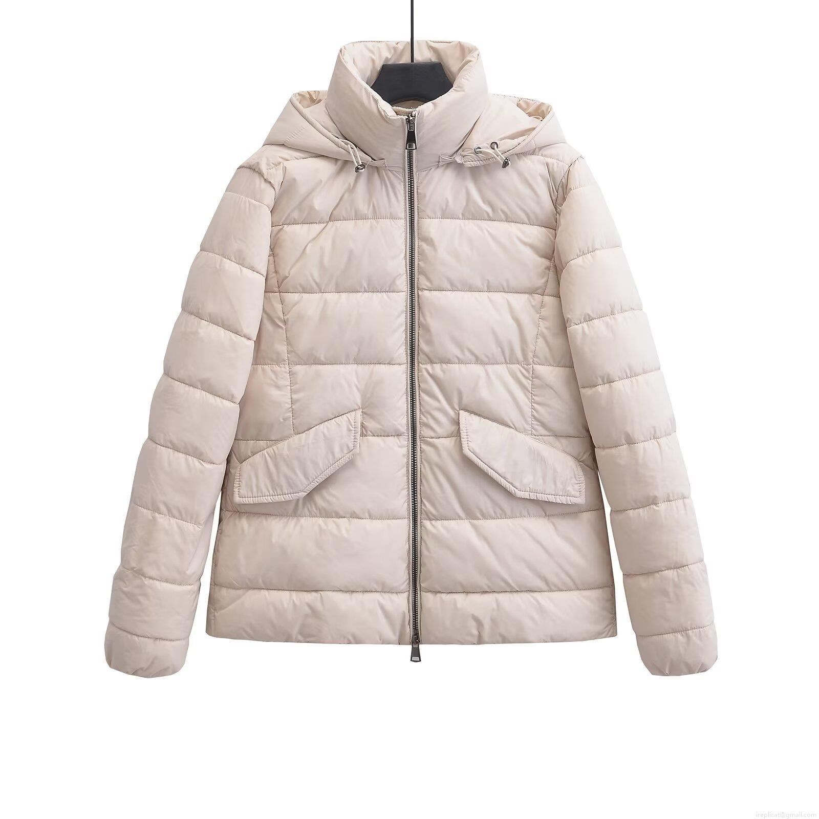Women's Winter Puffer Jacket Hooded Polyester Quilted Padded Coat Casual Solid Color Warm Windproof Long Sleeve Outerwear With Flap Pockets For Women
