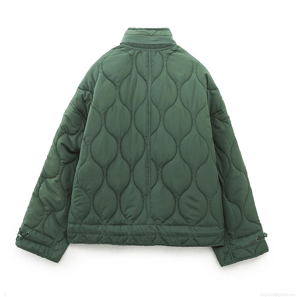 Women's Fashion Quilted Puffer Jacket 100% Polyester Hooded Short Coat Vintage Solid Color Casual Winter Outerwear For Women With Large Pockets