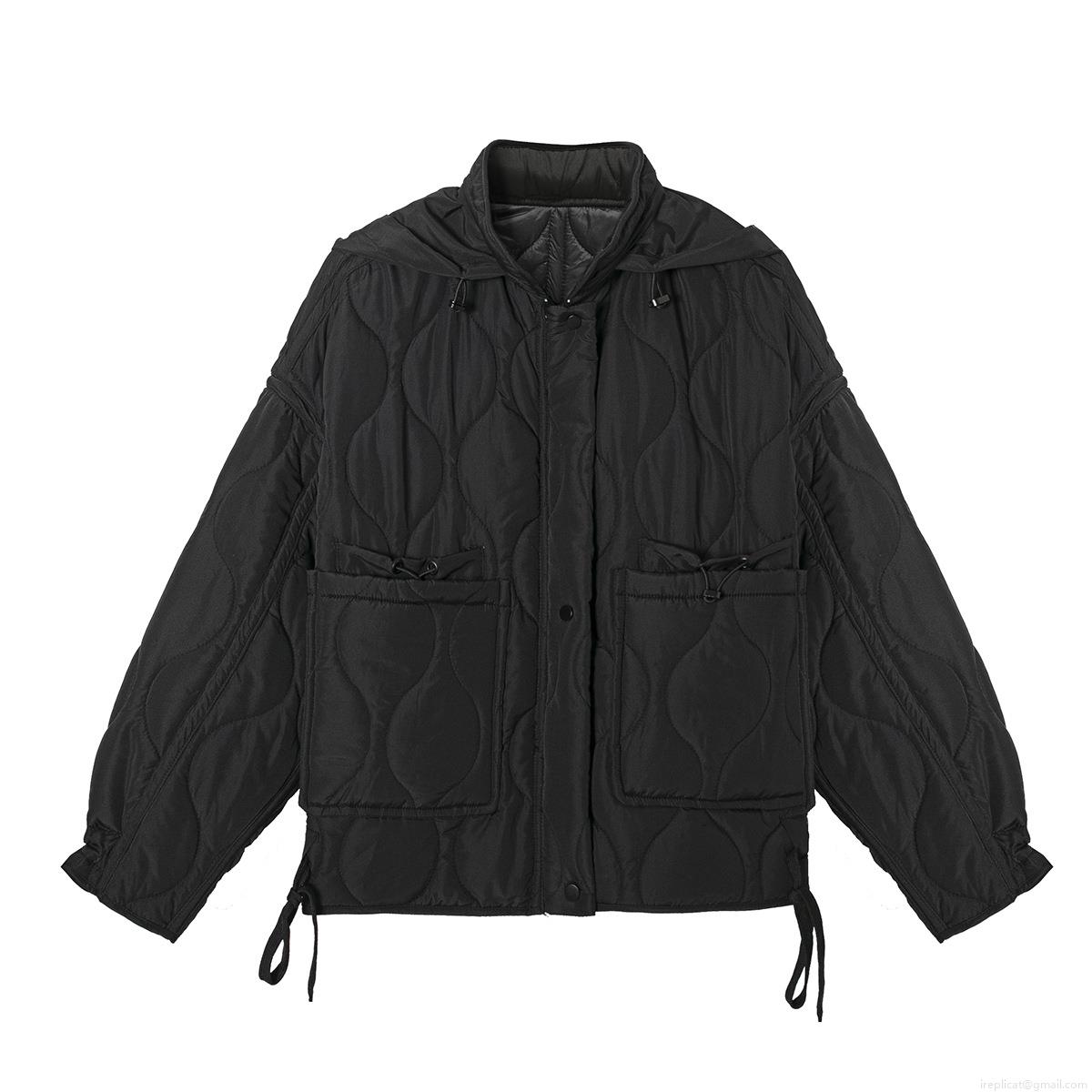 Women's Fashion Quilted Puffer Jacket 100% Polyester Hooded Short Coat Vintage Solid Color Casual Winter Outerwear For Women With Large Pockets